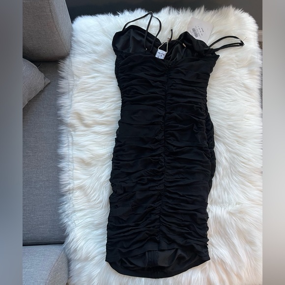 Ruched Bodycon Mini Dress Black - Picture 6 of 9